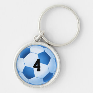 Blue Soccer Ball Your Lucky Number Keychain
