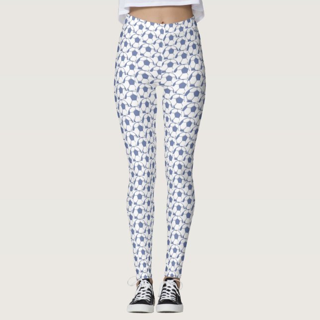 Blue Soccer Balls Design All-Over Print Leggings (Front)