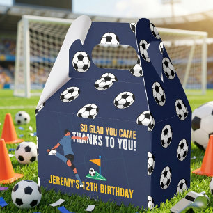 Blue Soccer Birthday Championship Party Favor Box