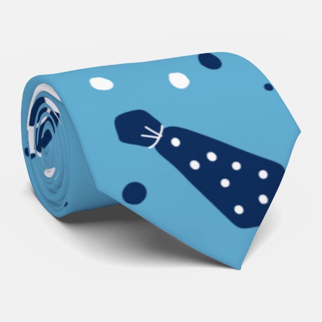 Blue Soccer Fan Pattern Player Coach Father's Day Tie (Rolled)