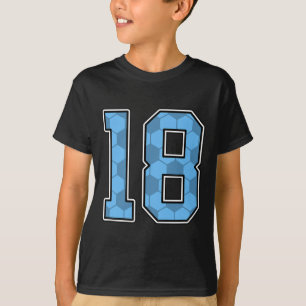 Blue Soccer Pattern Number 18 Jersey Player Unifor T-Shirt