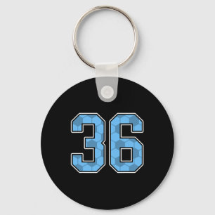 Blue Soccer Pattern Number 36 Jersey Player Unifor Keychain