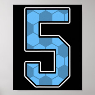 Blue Soccer Pattern Number 5 Jersey Player Uniform Poster