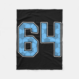 Blue Soccer Pattern Number 64 Jersey Player Unifor Fleece Blanket