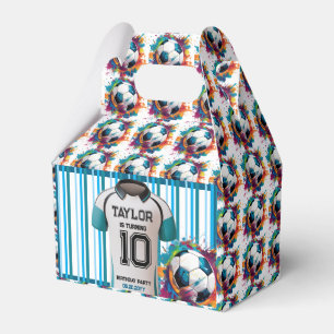  blue soccer Sports Boy Jersey Kids Birthday Party Favor Box