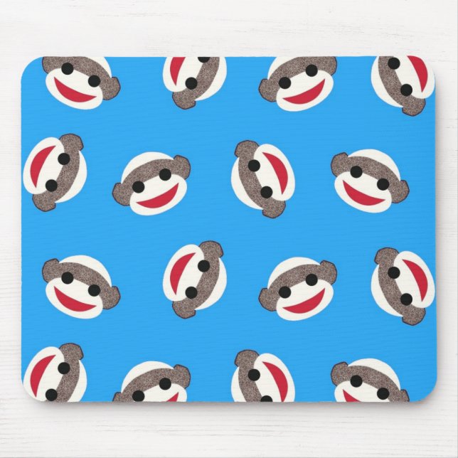 Blue Sock Monkey Boy Mouse Pad (Front)