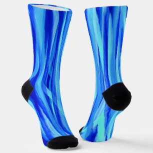 Blue Socks With Abstract Watercolor Striped Design