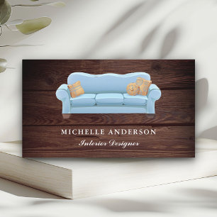 Blue Sofa Furniture Store Interior Designer Business Card