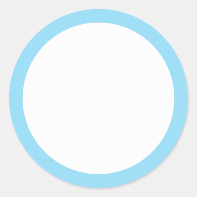 Blue solid colour border blank classic round sticker (Front)