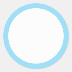 Blue solid colour border blank classic round sticker