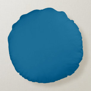 Blue solid plain colour round pillow