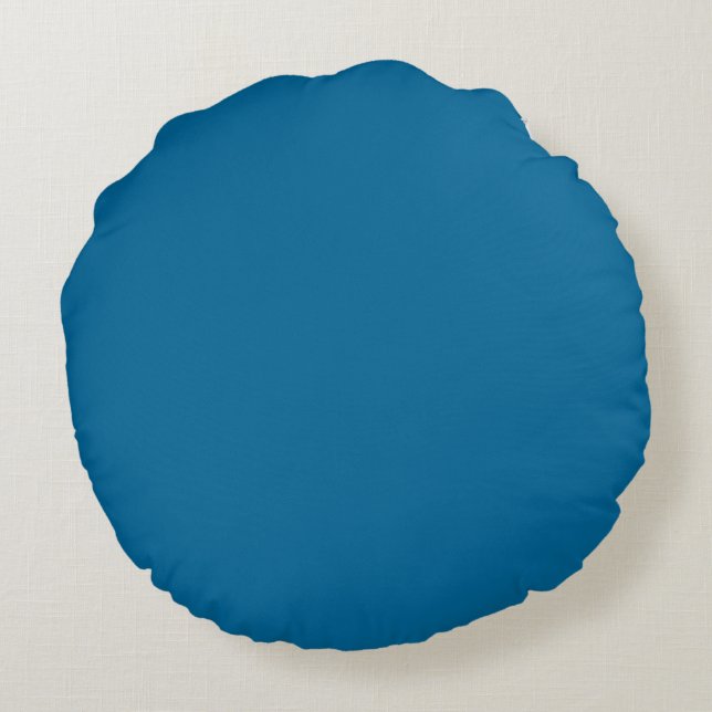 Blue solid plain colour round pillow (Back)