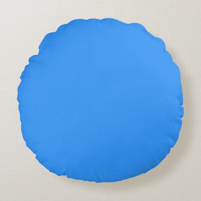Blue solid plain colour round pillow (Front)