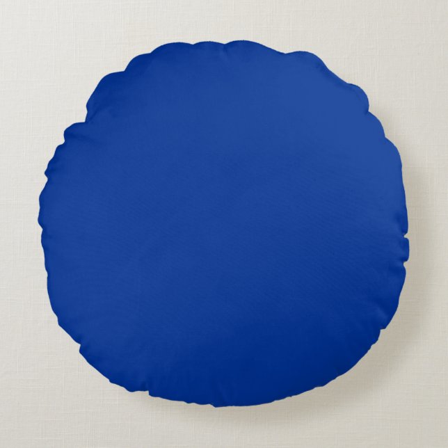 Blue  solid plain colour round pillow (Front)