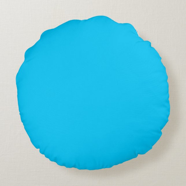 Blue solid plain colour round pillow (Back)