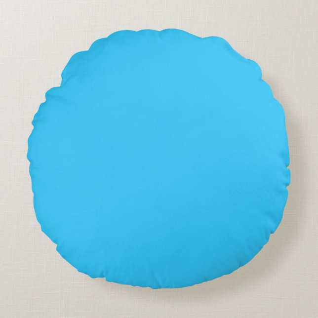 Blue  solid plain colour round pillow (Front)