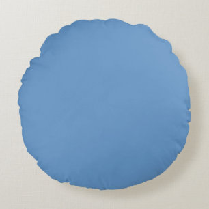 Blue solid plain colour round pillow