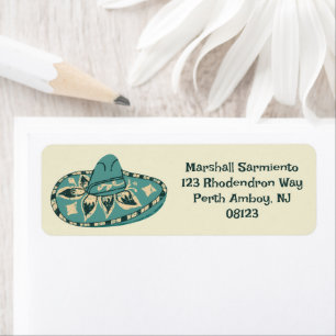 Blue Sombrero Mexican Themed Return Address