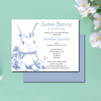 Blue Some Bunny is coming Baby Shower  Invitation