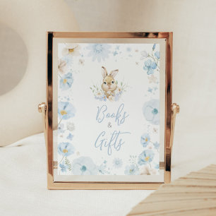 Blue Somebunny Rabbit Baby Shower Books and Gifts Poster