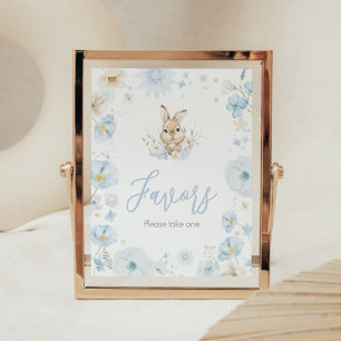 Blue Somebunny Rabbit Baby Shower Favours Poster
