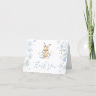 Blue Somebunny Rabbit Baby Shower Thank You Card