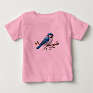 Blue Songbird on Branch Illustration Baby T-Shirt