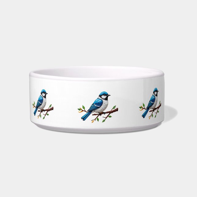 Blue Songbird on Branch Illustration Bowl (Front)