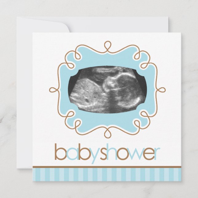 Blue Sonogram Baby Shower Invitation (Front)