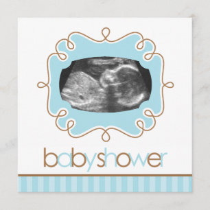Blue Sonogram Baby Shower Invitation