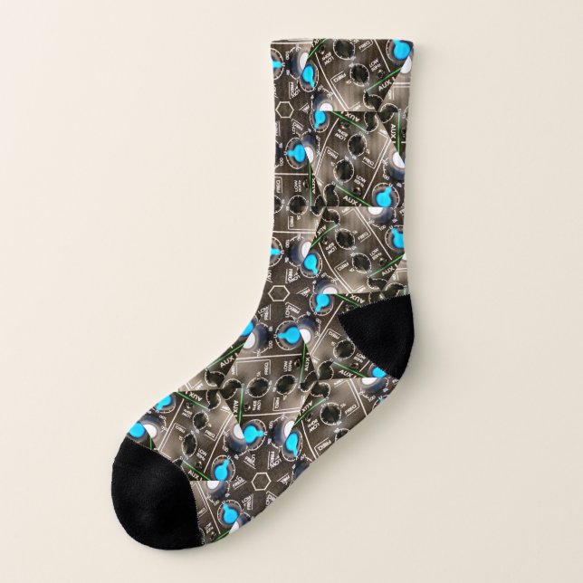 Blue Sound Engineer Mixer Board Crew Socks (Left Outside)