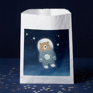 Blue Space Bear astronaut Baby Shower Favour Bag