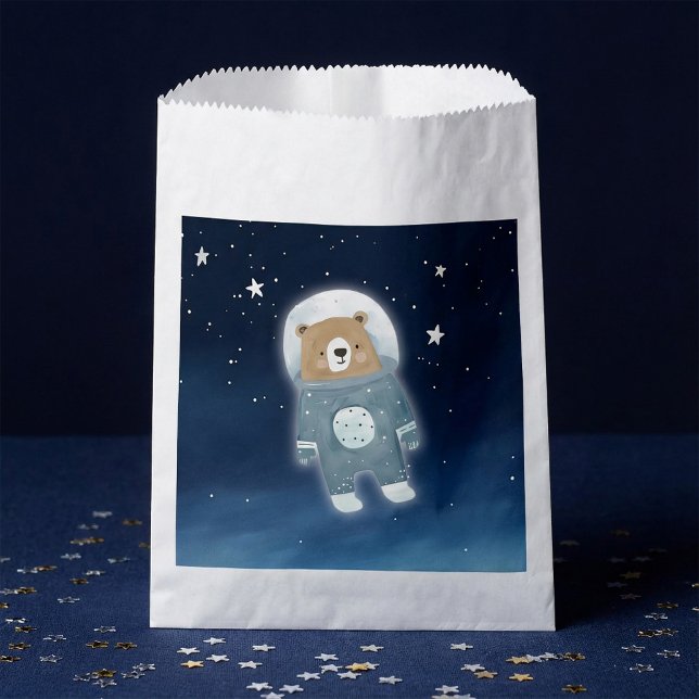 Blue Space Bear astronaut Baby Shower Favour Bag (Blue Space Bear astronaut Baby Shower Favor Bag.)
