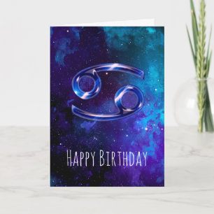 Blue Space Cancer Birthday Card