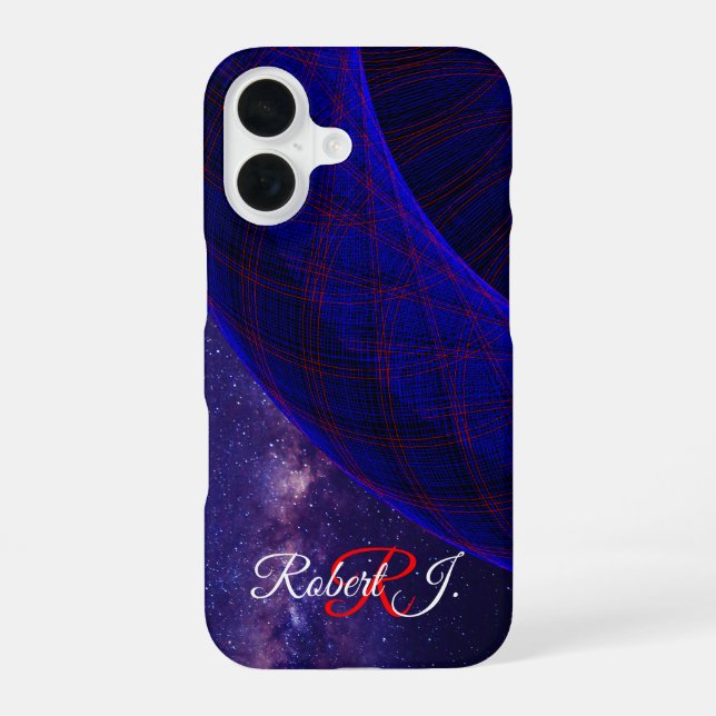 Blue Space Donuts Geometric iPhone 16 Case (Back)