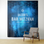 Blue Space Galaxy Bar Mitzvah Backdrop Tapestry<br><div class="desc">Modern space themed Bar Mitzvah backdrop tapestry in blue and black. This unique galaxy design is the perfect choice for the boy who loves outer space. Easily personalize for your event using the online template fields.</div>