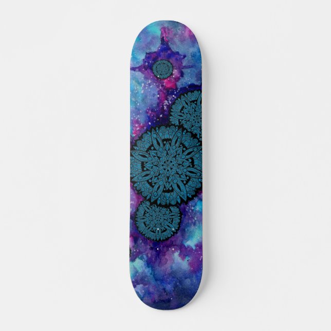 Blue Space Mandalas Skateboard (Front)