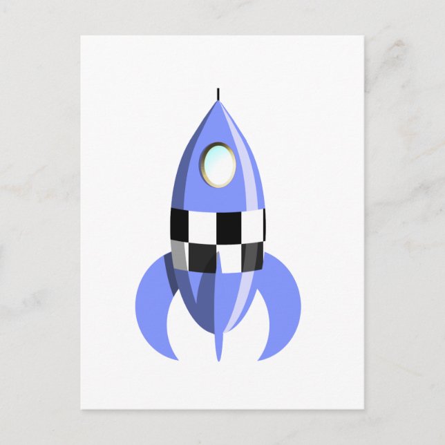 Blue Space Rocket Postcard (Front)