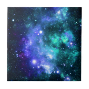 Blue Space Stars Galaxy Tile