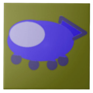 Blue Spaceship on Green Tile