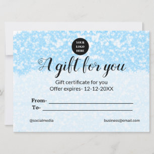 blue sparkle add logo text name a gift certificate