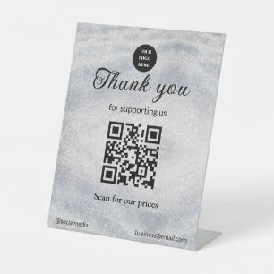 blue sparkle add logo text Q R code scan here Pedestal Sign