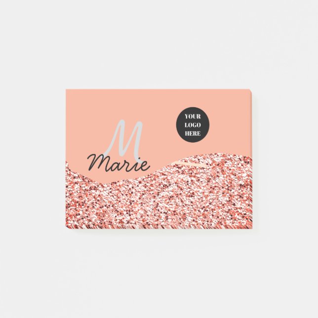 blue sparkle add logo text thank you discount  post-it notes (Front)