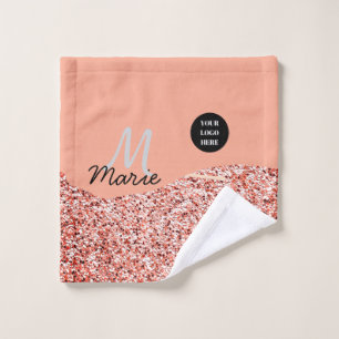 blue sparkle add logo text thank you discount  wash cloth