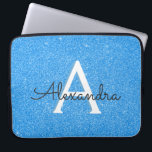 Blue Sparkle and Glitter Monogram Laptop Sleeve<br><div class="desc">Baby Blue Sparkle and Glitter Monogram Laptop Case. This case can be customized to include your initial and first name. If you would like matching items then please contact the designer.</div>