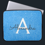 Blue Sparkle and Glitter Monogram Laptop Sleeve<br><div class="desc">Baby Blue Sparkle and Glitter Monogram Laptop Case. This case can be customized to include your initial and first name. If you would like matching items then please contact the designer.</div>