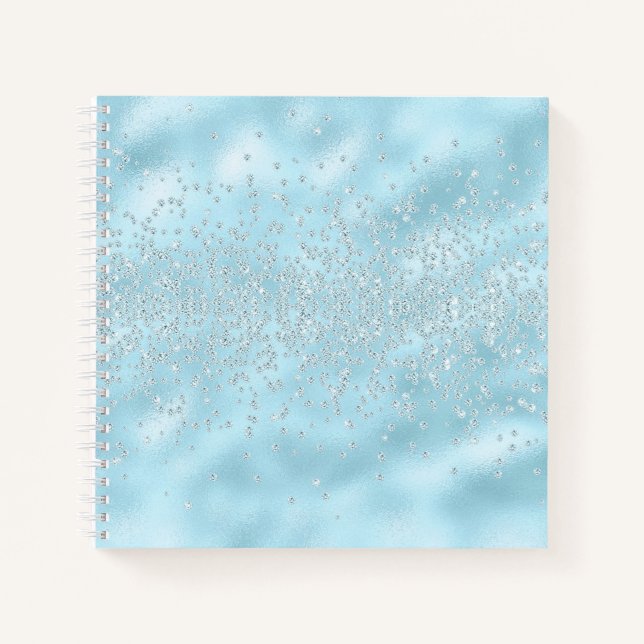 Blue Sparkle Bling Crystals Stylish Notebook (Front)