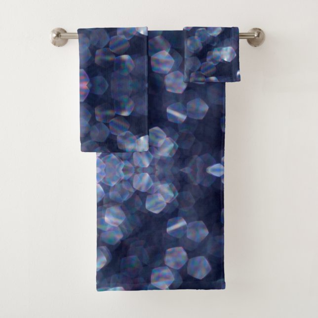 Blue Sparkle Bokeh Lights Bath Towel Set (Insitu)