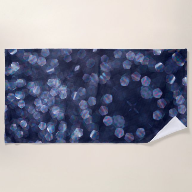 Blue Sparkle Bokeh Lights Beach Towel (Front)