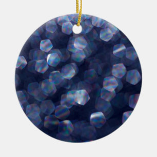 Blue Sparkle Bokeh Lights Ceramic Ornament